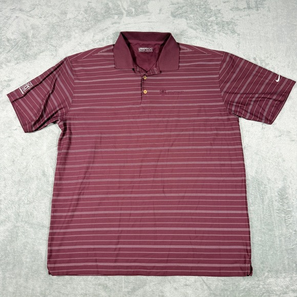 Nike Mens XXL Polo Shirt Burgundy Striped Waste Management Phoenix Open TPC Golf